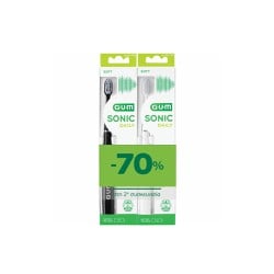 Gum Promo (-70% στο Δεύτερο Προϊόν) Sonic Daily 4100 Soft Battery Toothbrush Μαύρο & Λευκό 2 τεμάχια