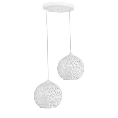 Pendant Light 2xE27 Rope Balls White Silk-01