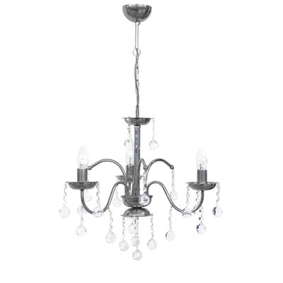 Pendant Light 3xE14 Metal With Crystals Nickel