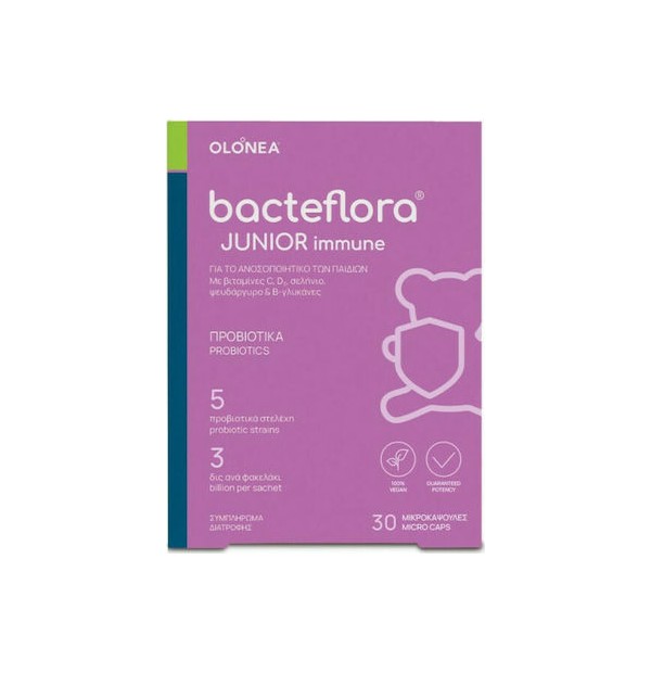 Holistic Med Bacteflora Junior Immune Συμπλήρωμα Διατροφής για Ενίσχυση του Ανοσοποιητικού, 30 micro caps