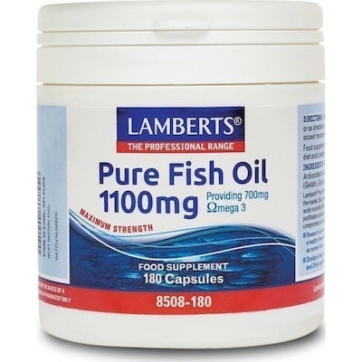 LAMBERTS Pure Fish Oil 1100MG Για Τη Διατήρηση Της Υγείας Της Καρδιάς Με Ωμέγα 3, 180 Κάψουλες