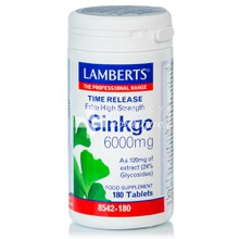 Lamberts Ginkgo Biloba Extract 6000mg - Μνήμη, 180tabs 