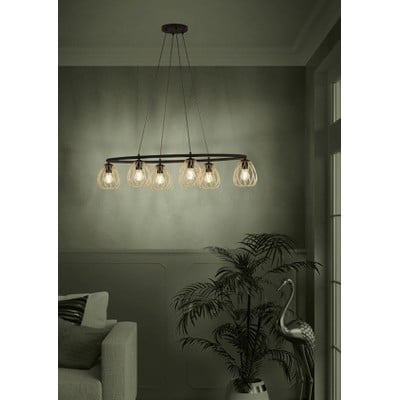 Pendant Light Jazminia Black/Brass 6Xe27