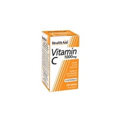 Health Aid Vitamin C 1000mg Chewable Dietary Supplement Contributes to Strengthening the Immune System 100 tablets