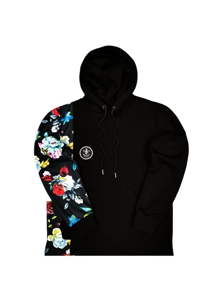 Magic bee half floral hoodie - black