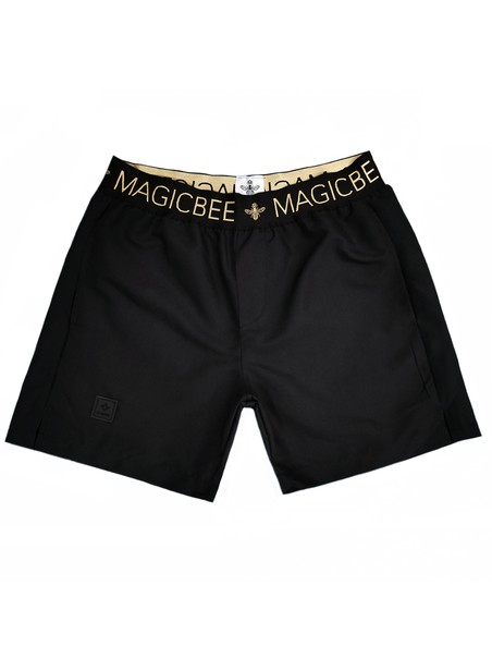 Magicbee gold elastic swim shorts - black