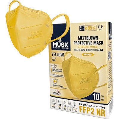 MUSK Meltblow Protective Mask FFP2 NR Προστατευτική Μάσκα Μιας Χρήσης Κίτρινο 100 Τεμάχια 10x10