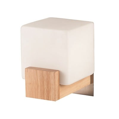 Wall Mounted Light Cube Wood/Glass White 1XE14 40W