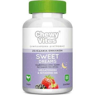VICAN Chewy Vites Adults Sweet Dreams Συμπλήρωμα Διατροφής Με Μελατονίνη & Βιταμίνη Β6 60 Ζελεδάκια 