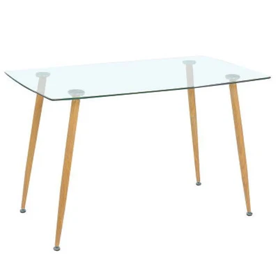 Τραπέζι Μεταλλικό Φυσικό/ Γυαλί 120x70x75cm Roby Ε