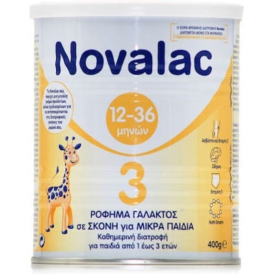 NOVALAC No3 Ρόφημα Γάλακτος Σε Σκόνη Για Παιδιά Mετά Τον 1ο Χρόνο Χωρίς Ζάχαρη, 400gr