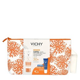  Vichy Pouch Capital Soleil Anti-Ageing 3 in 1 Spf 50+ 50 ml & Mineral 89 Probiotic 10ml