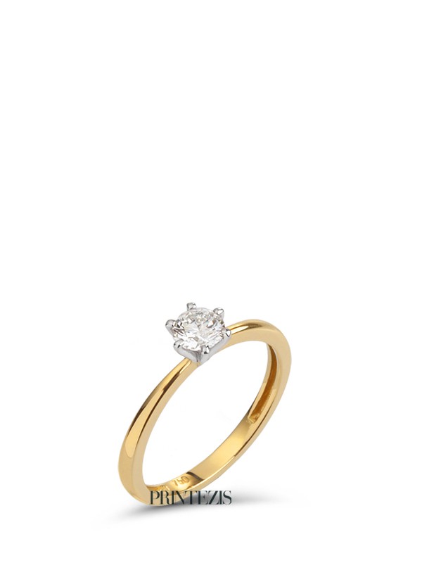 Solitaire Ring Gold K18 with Diamond 0,44ct