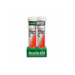 Health Aid Promo (1+1 Δώρο) Vitamin C 1000mg Αναβράζουσα Βιταμίνη C Με Γεύση Πορτοκάλι 2x20 ταμπλέτες 