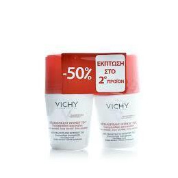 Vichy Deodorant Resist Roll On 72hrs Αποσμητικό για την Έντονη Εφίδρωση -50% ΕΚΠΤΩΣΗ ΣΤΟ 2ο ΠΡΟΪΟΝ, 2 x 50ml.