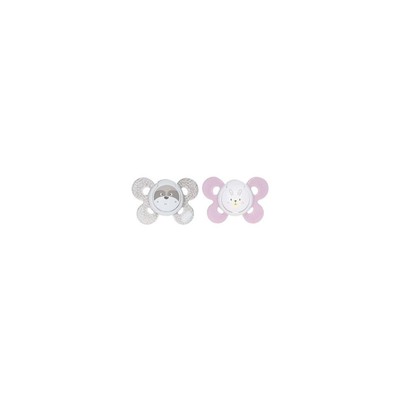 CHICCO Πιπίλα Comfort Σιλικόνη Άσπρο & Ροζ Με Θήκη x2 0-6m