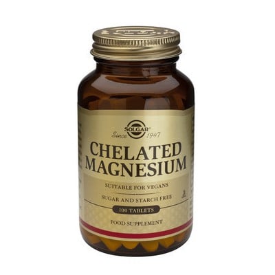 SOLGAR Chelated Magnesium 100mg Συμπλήρωμα Διατροφής Με Χηλικό Μαγνήσιο Για Την Ομαλή Λειτουργία Της Καρδιάς & Των Μυών x100 Δισκία