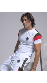 Logo tape t-shirt with 2-stripes sleeves