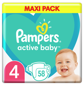Pampers Active Baby Πάνες Μέγεθος 4 (9-14 kg), Max