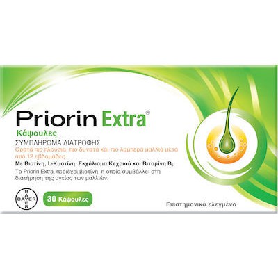 PRIORIN NEWPriorin® Extra - Συμπλήρωμα Διατροφής Για την Υγεία Των Μαλλιών - Ορατά Πιο Πλούσια Δυνατά & Λαμπερά Μαλλιά Σε 12 Εβδομάδες- 30 Κάψουλες -20%