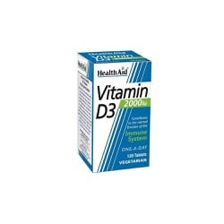 Health Aid Vitamin D3 2000iu Για Τη Φυσιολογική Λειτουργία Του Ανοσοποιητικού 120 κάψουλες