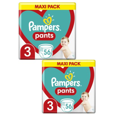 PAMPERS Pants Jumbo Pack N3 Για 6-11kg 112 Τεμάχια (2 Συσκευασίες Των 56 Τεμαχίων)