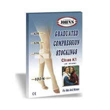 John's Graduated Compression Stockings Class K1 (25-30mmHg) Size 5 Beige - Κάλτσες Διαβαθμισμένης Συμπίεσης Κάτω Γόνατος με Ανοικτά Δάκτυλα (Μπεζ), 1 ζευγάρι (214585)