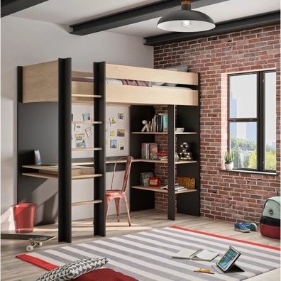 Κρεβάτι μονό ψηλό με γραφείο & βιβλιοθήκη Duplex M