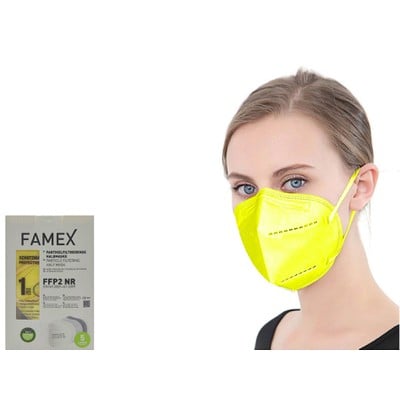 FAMEX Particle Filtering Half NR Μάσκα Προστασίας FFP2 Κίτρινο (5x10) 50 Τεμάχια 