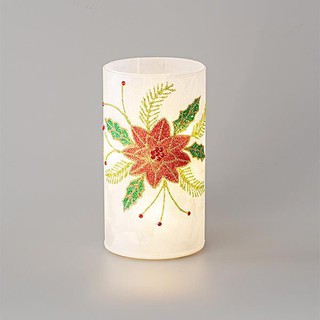 Illuminated Candle White Battery with Red Flower 9
