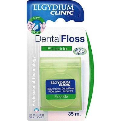 ELGYDIUM Dental Floss Fluoride Οδοντικό Νήμα Με Φθόριο Ελαφρώς Κηρωμένο & Γεύση Μέντα, 35m