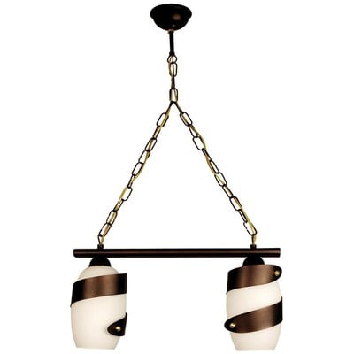 Ceiling Pendant Light 2 Lights Rust And Glass Whit