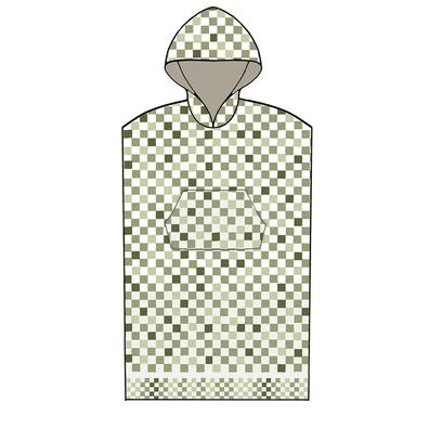 Poncho Θαλάσσης με Κουκούλα Checks Green Small - M