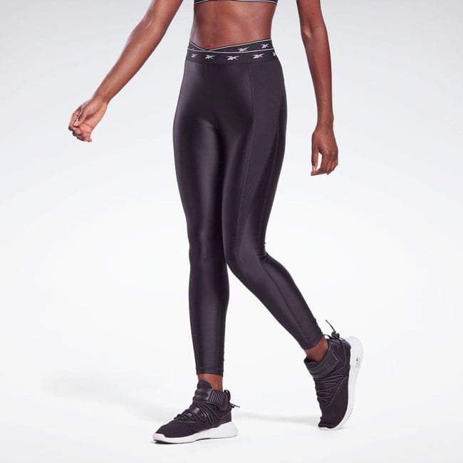 Buy Reebok Black Slim Fit Shiny Tights for Women Online @ Tata CLiQ