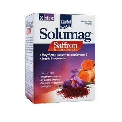 SOLUMAG Intermed Solumag Saffron & Curcumin-Συμπλήρωμα Διατροφής Για Θετική Διάθεση Με Μαγνήσιο & Βιταμίνες Του Συμπλέγματος B, Κουρκουμίνη & Σαφράν x20 Sticks