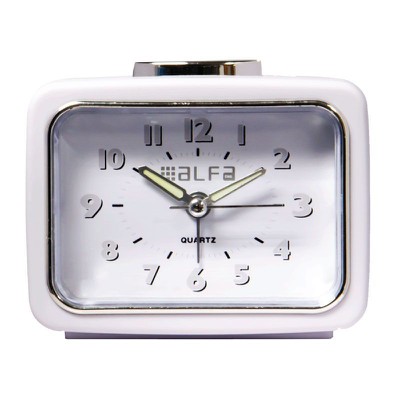 Analog Table Watch Silent With Lighting White Rubb