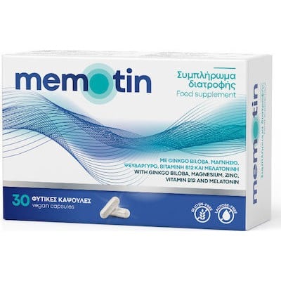 MEMOTIN Συμπλήρωμα Διατροφής Για Τη Μνήμη & Τις Εμβοές 30 Φυτικές Κάψουλες