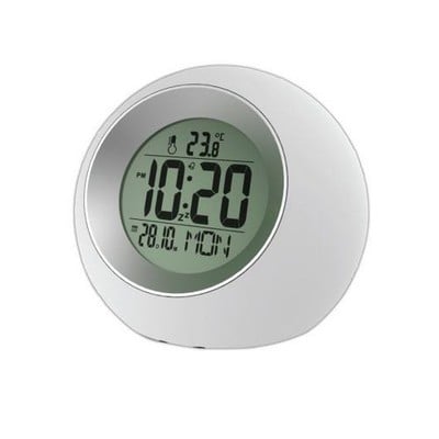 Digital Clock White With Gray With Temperature E03