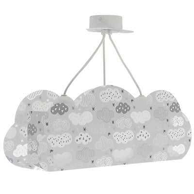 Kid'S Gray Ceiling Light Clouds 3Xe27 15W