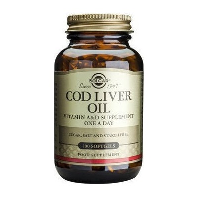 SOLGAR Cod Liver Oil Συμπλήρωμα Διατροφής Με Μουρουνέλαιο, Βιταμίνες Α & D & Ω3 Λιπαρά Οξέα Για Προστασία Της Καρδιάς & Μείωση Της Χοληστερίνης x100 Μαλακές Κάψουλες