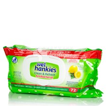 Wet Hankies Clean & Refresh Antibacterial Lemon - Υγρά Μαντηλάκια Καθαρισμού (Λεμόνι), 72τμχ