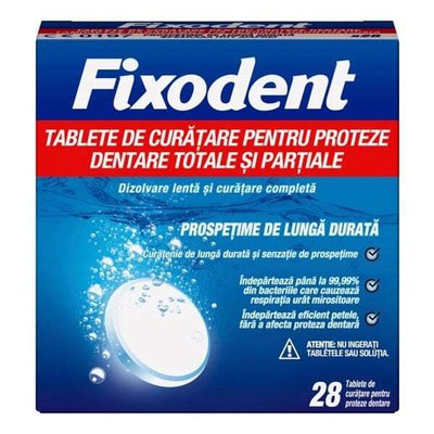 FIXODENT Ταμπλέτες Καθαρισμού Για Τεχνητές Οδοντοστοιχίες x28 Ταμπλέτες