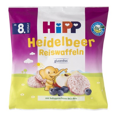 HIPP Bio Παιδικά Ρυζογκοφρετάκια Με Βατόμουρο & Μήλο Από 8 Μηνών