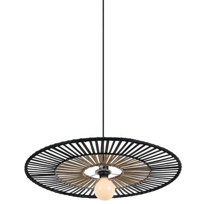 Pendant Light D60 Black-Bamboo 1Xε27 Μαχ 40W