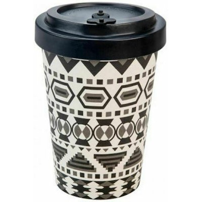 WOODWAY BAMBOO CUP ATZEC WHITE BLACK 400ML