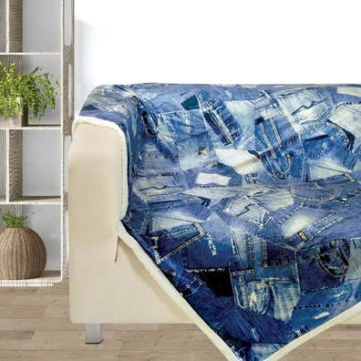 Das Home Κουβερτα Fleece Print Σχ.370 130x160 Μπλε