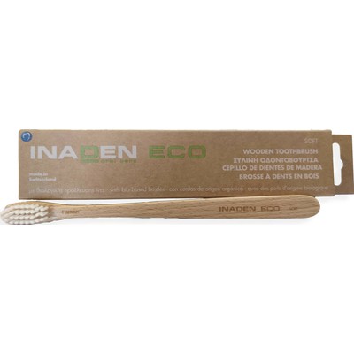 INADEN Eco Wooden Toothbrush Soft Μαλακή Ξύλινη Οδοντόβουρτσα Με Βιολογικής Προέλευσης Ίνες 