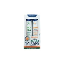 Quest Promo (1+1 Δώρο) Vitamin C 1000mg 20 αναβράζουσες ταμπλέτες + Multi AZ Για Ενέργεια & Τόνωση 20 αναβράζουσες ταμπλέτες