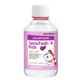 Frezyderm Sensiteeth Kids Mouthwash Στοματικό Διάλυμα για Παιδιά 3+ ετών 250ml κατά της τερηδόνας, για παιδιά, με Φθόριο και Ασβέστιο, που προστατεύει & ενισχύει το σμάλτο των δοντιών