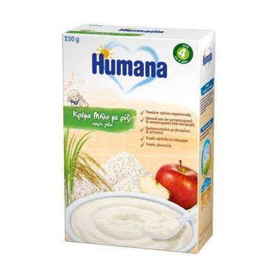 HUMANA Βρεφική Κρέμα Μήλο Με Ρύζι Χωρίς Γάλα 230g